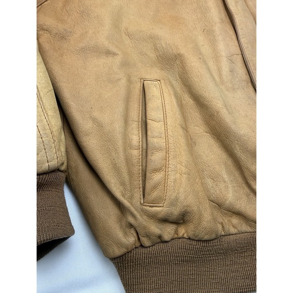 Marlboro Adventure Team Leather Jacket Mens L Montana Map Lining Bomber - Picture 6 of 16